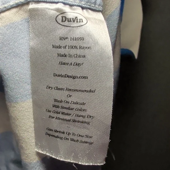 Duvin Design Traveler Button-up Shirt Blue + White Striped Rayon Men's Size XL - Picture 3 of 4